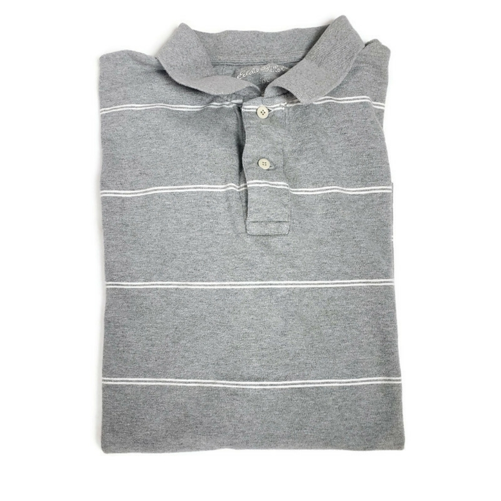 Eddie Bauer | Men's Gray and White Short Sleeve Polo Shirt